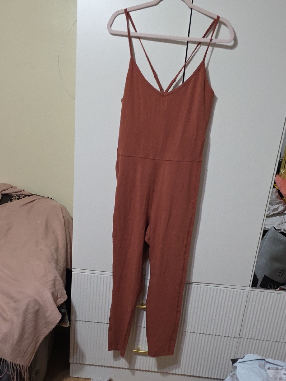 Old Navy Rust-Colored Skinny Jumpsuit with Spaghetti Straps